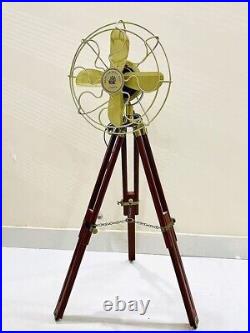 New Handmade Antique Floor Fan, Royal Navy Fan With Wooden Tripod Stand gift
