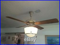 New Vintage Brass 1960 Hunter Ceiling Fan w Antique Globe & Remote Control Opt