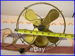 Nice Antique # 44 Gold Brass Northwind Electric Fan Works All Original Emerson