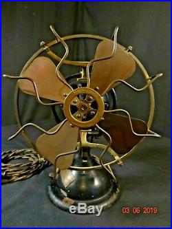 Nice Antique Menominee Stag Horn AC DC Brass Blade Cage Table Fan UNMOLESTED