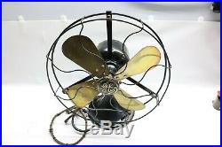 Nice Working Antique GE Brass Blade Table Fan 12'' General Electric 3 Speed US