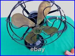 Old Robbins & Myers 9 Brass Blade 3-speed Oscillating Fan Model 3600 Works