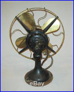 Old antique vtg 1910's Western Electric Fan 12 Inch Brass Blades and Cage Scarce