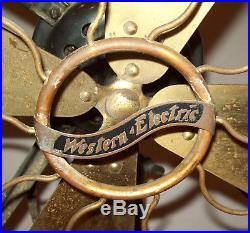 Old antique vtg 1910's Western Electric Fan 12 Inch Brass Blades and Cage Scarce