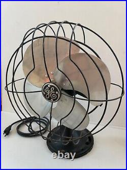 Original Antique Oscillating General Electric Metal Blade Fan 14 Cage Works