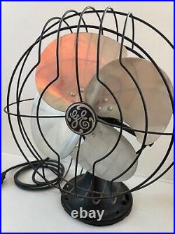 Original Antique Oscillating General Electric Metal Blade Fan 14 Cage Works