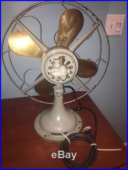 Original Antique Western Elecric Brass and Cast Iron 3 Speed Oscillating Fan