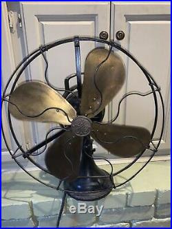Original GE Antique 17 Electric BRASS Oscillating Fan Model CAT 75425