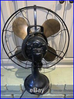 Original GE Antique 17 Electric BRASS Oscillating Fan Model CAT 75425
