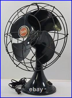 PV Vintage Diehl Green 3-Speed Electric Metal 4 Blade 14 Tabletop Fan USA