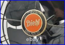 PV Vintage Diehl Green 3-Speed Electric Metal 4 Blade 14 Tabletop Fan USA