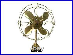 Pedestal Fan Brass Antique on Black Tripod Royal Navy Retro Modern Electric