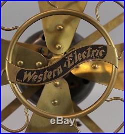 RARE 9inch Antique WESTERN ELECTRIC Brass Electric Fan Alternating Current Motor