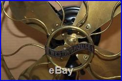 RARE ANTIQUE 1911 Westinghouse 12 inch Brass Blade Fan Style 162628B WORKS GREAT