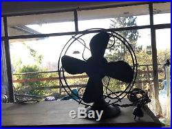 RARE ANTIQUE VINTAGE BRASS OSCILLATOR FAN withCAST IRON BASE 12 IN TALL-BEAUTIFUL