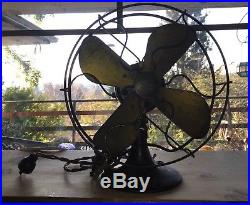 RARE ANTIQUE VINTAGE BRASS OSCILLATOR FAN withCAST IRON BASE 12 IN TALL-BEAUTIFUL