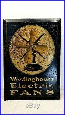 RARE Antique Vintage Electric Fan Metal Store Sign Display WESTINGHOUSE Original