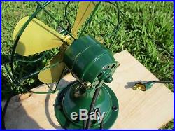 RESTORED Antique Vintage Electric Green Polar Cub Fan 8 Blades Made by Gilbert