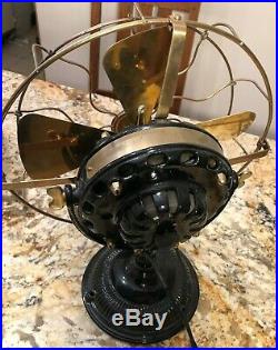 RESTORED antique GE brass blade cage PANCAKE MOTOR GENERAL ELECTRIC FAN 1901