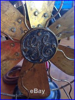 Rare 1915 Antique/Vintage GE 3 Star Oscillator 12 Fan-6 Brass Blades/Cage
