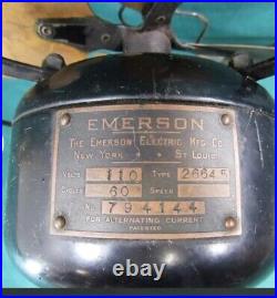 Rare- 1920 Emerson Brass Blades Fan Cast Iron, 3 Speeds Model-26645