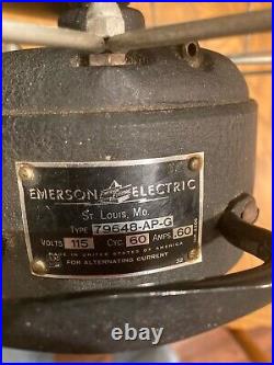 Rare 1950s 16 Emerson 79648-AP-G Electric Desk Fan Oscillating 3 Speed WORKS
