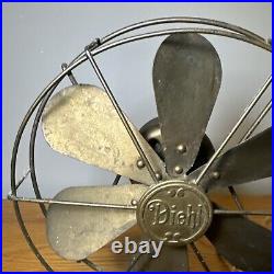 Rare Antique Diehl Fan Brass Blades Oscillating Working 10 Vtg Model E 29711