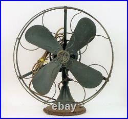 Rare Antique General Electric Oscilatting Desk Fan Green Paint Original Wiring