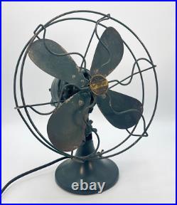 Rare Working 1930's 11 Oscillating Table Fan Super Blue Line Montgomery Ward