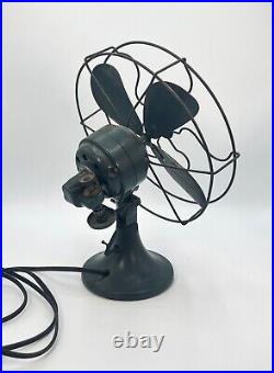 Rare Working 1930's 11 Oscillating Table Fan Super Blue Line Montgomery Ward