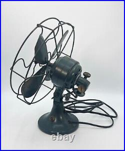 Rare Working 1930's 11 Oscillating Table Fan Super Blue Line Montgomery Ward