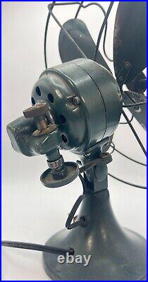 Rare Working 1930's 11 Oscillating Table Fan Super Blue Line Montgomery Ward