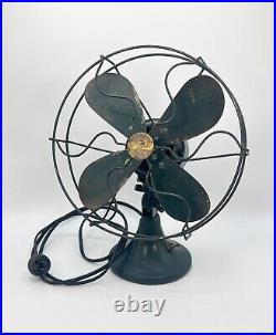 Rare Working 1930's 11 Oscillating Table Fan Super Blue Line Montgomery Ward