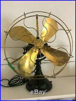 Restored Antique Original GE 18 Sidewinder Brass Blade/Cage Desk Fan