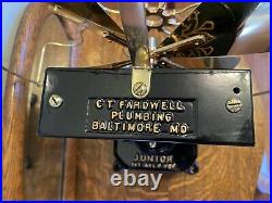Restored CT Fardwell 12 Brass Blade And Cage Water Fan. Rare Fan