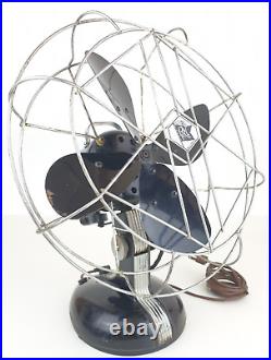 Robbins & Myers 1504 Art Deco 3 Speed Oscillating Desk Fan WORKS! Double Diamond