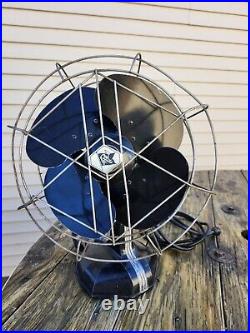 Robbins & Myers Vintage Art Deco Fan, 18H 14 Cage 12 Fan Blade Oscillating