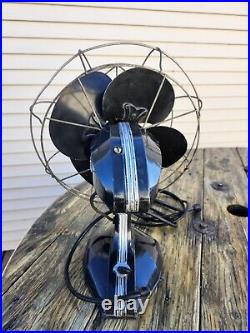 Robbins & Myers Vintage Art Deco Fan, 18H 14 Cage 12 Fan Blade Oscillating