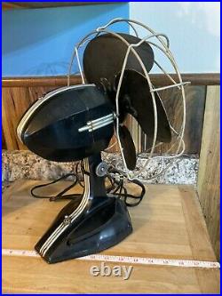Robbins & Myers Vintage Art Deco Oscillating Fan D10A6-0 Double Diamond WORKS