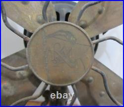 SCARCE Robbins & Myers Co. Antique Fan Electric Brass Blades Untested