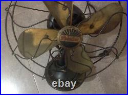 Scarce Old Antique Peerless Electric Co 8 Brass Blade Original Cage Desk Fan