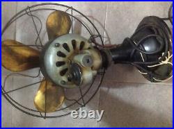 Scarce Old Antique Peerless Electric Co 8 Brass Blade Original Cage Desk Fan