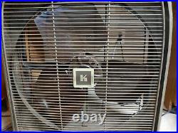 Sears Kenmore 1950's Automatic 20 Metal Box Fan 3 Speed Thermostat Tested WORKS