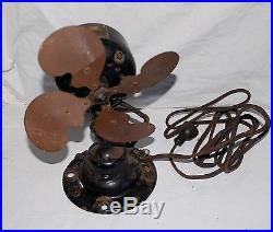 Small Vintage Antique Emerson Brass Blade Electric Fan In Working Condition