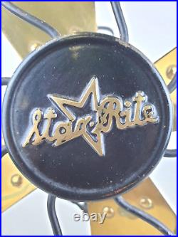 Star Rite 3 Speed Oscillating 4 Brass Blade 16 Desk Fan Works! Large Fitzgerald