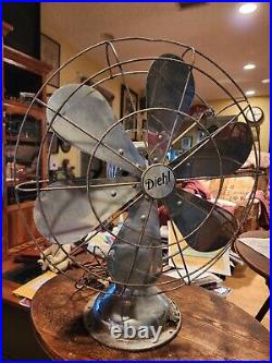 VINTAGE 16DEIHL CHROME SIX BLADE 1920s Tilt Osc Fan Fan