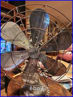 VINTAGE 16DEIHL CHROME SIX BLADE 1920s Tilt Osc Fan Fan