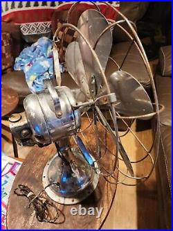 VINTAGE 16DEIHL CHROME SIX BLADE 1920s Tilt Osc Fan Fan