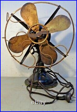 VTG Antique Westinghouse Brass Blade Fan & Cage 164848A Working 12 Oscillating