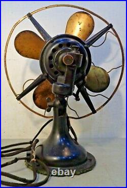 VTG Antique Westinghouse Brass Blade Fan & Cage 164848A Working 12 Oscillating